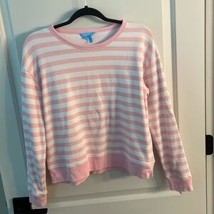 Draper James crewneck - NEVER WORN! Size M Pink and white stripe